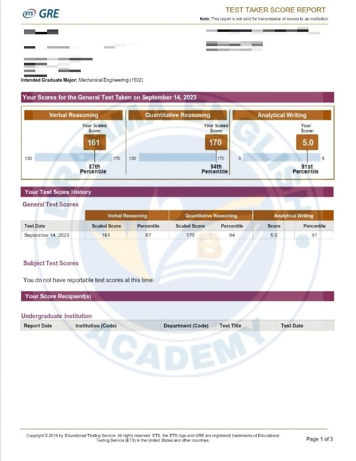 GRE Student Result 12 - Brahma English Academy