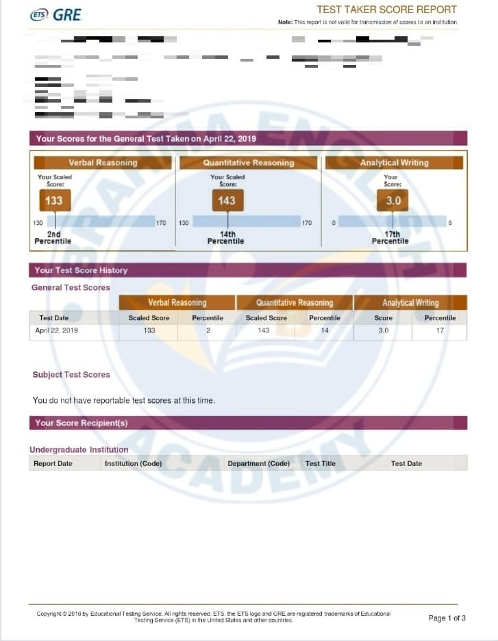 GRE Student Result 6 - Brahma English Academy