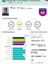PTE score between 85 and 89 result 4