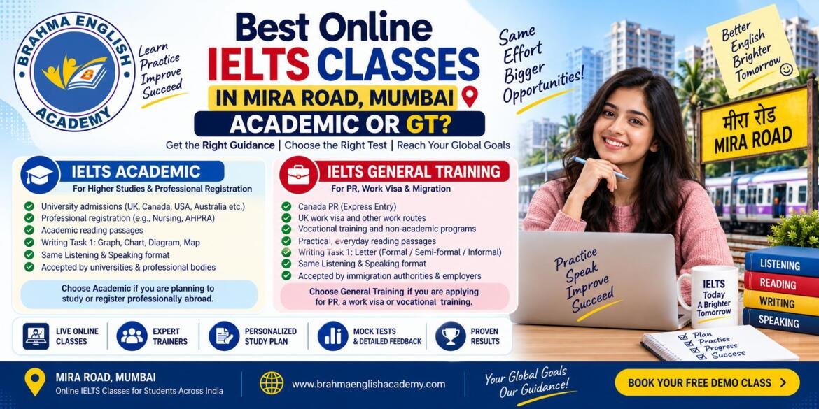 Best Online IELTS Classes in Mira Road Academic or GT